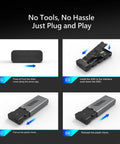 Sleek Aluminum M.2 NVMe SSD Enclosure With Smart Cooling Fan And Hassle Free Tool Free Build Delivers Blazing 10Gbps USB C Speed setup steps
