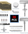 Universal Tire Repair Kit For Cars Trucks Motorcycles And RVs Heavy Duty Roadside Ready Patch Kit With 36 Pcs Included items