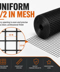 Built Like A Brick 1/2 Inch Hardware Cloth Tough As Nails Chicken Wire Fencing Roll For Yard Birds And Garden Protection 48 By 100 Feet 19 Gauge Steel Mesh Barrier showing uniform 1/2 inch mesh pattern.