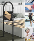 2-In-1 Bed Safety Rails For Seniors With Handy Hand Rail, Easy Install, Prevent Falls, adjustable black rail on bed frame