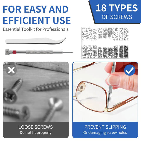 Hella Tough Micro Screw Assortment Kit With Precision Tweezers And Driver For Laptops Eyeglasses Watches Jewelry Gadgets No Sweat Repairs Solid Black Gear showing tweezers and various screws.