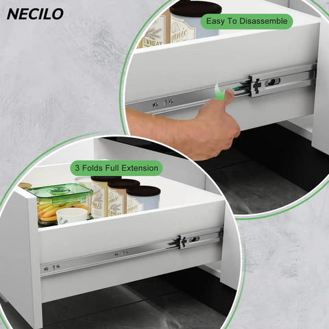 8 Inch Ball Bearing Drawer Slides 100Lb Full Extension Side Mount Pair For Heavy Duty Kitchen Cabinets And Workshop Drawers, Premium Steel With Galvanized Finish, Rust Resistant, 100000 Pull Out Cycles, Smooth Quiet Operation, side view with release lever