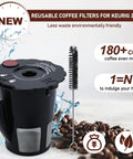 Reusable K Cup Coffee Filter Pod For Keurig 2.0 Brewers K200-K575, black mesh design with cleaning brush, eco-friendly