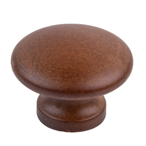 Slick Walnut Wood Drawer Knob With Smooth Round Handle For Antique Cabinet Doors Dresser Drawers And Writing Desks, 1.25 inches.