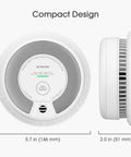 Five Pack Smoke And Carbon Monoxide Alarm SC06 Standalone Home Safety Sensor, Battery Powered With Loud 85dB Siren, Easy Test Button, No WiFi Or Interconnect, No-Fuss Basic Fire And CO Protection For Every Room. Compact round alarm, 5.7 in x 2.0 in