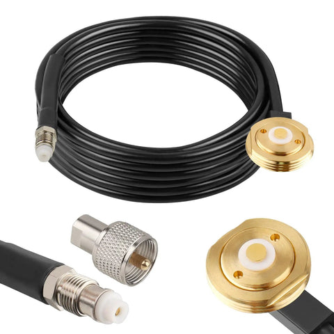 NMO Antenna Cable 15FT Low Loss RG58 Coaxial With Removable UHF PL259 Male Connector For VHF UHF CB Radios