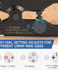 PEX Copper Ring Removal Tool Decrimper with easy dial for 1/2, 3/4, 1 inch sizes; rust resistant steel, built-in gap guard.