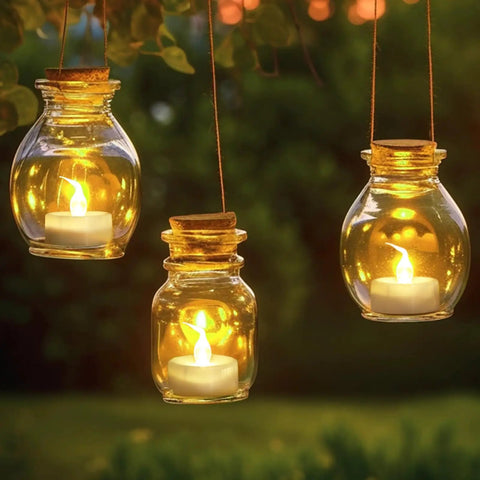 Flameless LED Candles With Remote Timer Warm White Flicker Battery Operated Tea Lights for cozy outdoor decor in hanging jars