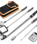 7 Piece Telescoping Magnetic Pickup Tool Set With 1 Pound And 5 Pound Magnet Sticks, 360 Degree Swivel Inspection Mirror, Parts Tray
