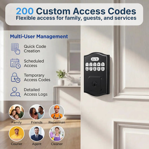 Hassle Free Smart Deadbolt Keyless Entry Lock With Digital Keypad Auto Lock Feature Two Hundred Unique Access Codes Four Spare Keys Super Easy Diy Front Door Installation Top Notch Home Security