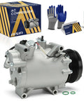 Badass Reliable Air Conditioning AC Compressor With Clutch Direct Fit Drop In Replacement For Sedans And Suvs with installation gloves.