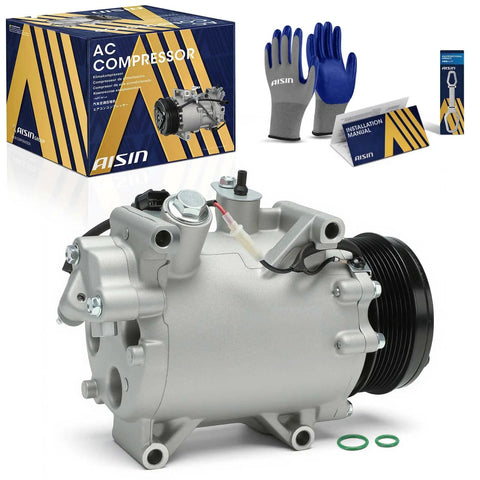 Badass Reliable Air Conditioning AC Compressor With Clutch Direct Fit Drop In Replacement For Sedans And Suvs with installation gloves.