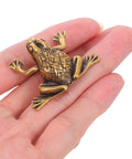 Vintage Brass Frog Cabinet Knob With Lucky Toad Motif Antique Chinese Door Handle held in hand