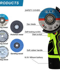 Cordless Angle Grinder Kit With 19500rpm High Speed, No Cords Convenience, 16.8V 2000mAh Batteries, 6 Cutting Discs, Compact Handheld Cutter