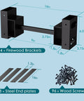 Adjustable Firewood Rack Set Of 4 For Outdoor And Indoor Use Heavy Duty Steel Log Stacking Stand Brackets Extendable Length