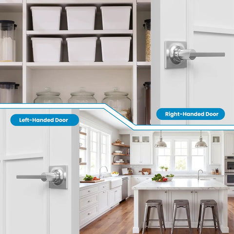 Two Pack Dummy Door Handles For Closets And French Double Doors Levers Knobs Set decorative satin nickel lever on white pantry door