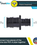 Expansion Reducing Coupling For PEX A Tubing One Half Inch To Three Quarter Inch Plastic Plumbing Fittings Pack Of Five Made In USA