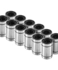 LM8UU 12 Piece Linear Ball Bearings 8mm Bore With Double Sided Rubber Seals Ultra Smooth Low Friction Linear Motion Bushings
