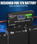 MPPT 10A 12V Solar Charge Controller with LCD Display and USB Type C output for Lead Acid Gel AGM and LiFePO4 Batteries