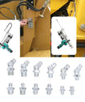 130 Piece Hydraulic Grease Fitting Kit With 12 SAE Zerk Nipples Galvanized Brass Labeled Storage Case in use on machinery