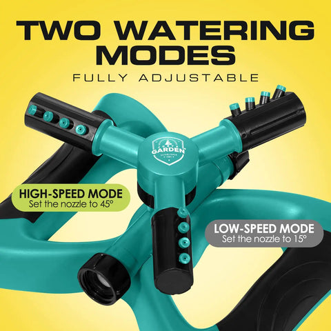 Rotating Garden Sprinkler With 3 Adjustable Arms Stable Weighted Base 360 Degree Coverage Expandable Connection For Lawn