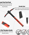 Heavy Duty 15 Inch Hand Pick Axe With Forged Steel Dual Head For Weeding Mattock And Adze Hoe 1.5 Lb With Anti Slip Fiberglass Handle