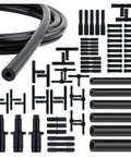 6 Pack 5 Foot Silicone Vacuum Hose Kit For Hot Rods With Massive Hose Fittings Set Including All Sizes From Tiny 1/8 Inch To Big 3/8 And 64 Connectors For Turbo Engines, black silicone hoses and fittings
