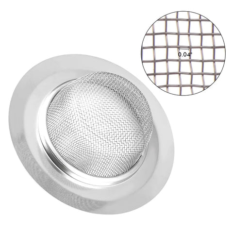 Rock Solid 2 Pack Kitchen Sink Strainer Set No Sweat Stainless Steel Drain Filter with wide rim and fine mesh design.