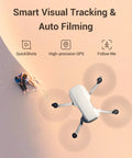 Ultra Portable 4K Drone With Camera For Beginners, 3 Axis Gimbal, FPV Transmission flying over sand near people