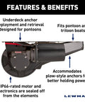 Venta Pontoon Anchor Winch Heavy Duty Electric Bow Mount With 220 Lb Load Capacity, 92 Ft Three Strand Rope, 6 Ft Chain, 400W IP66 Marine Motor, Slackline Sensor Cut Off Switch, Easy Foot Switch Deployment, 12V Power Supply underdeck mount