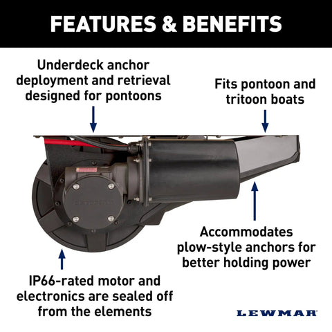 Venta Pontoon Anchor Winch Heavy Duty Electric Bow Mount With 220 Lb Load Capacity, 92 Ft Three Strand Rope, 6 Ft Chain, 400W IP66 Marine Motor, Slackline Sensor Cut Off Switch, Easy Foot Switch Deployment, 12V Power Supply underdeck mount