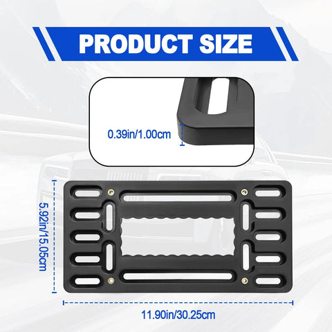 Front License Plate Mounting Kit No Drill Easy Install Universal Car Tag Adapter With Anti Theft Stainless Steel Screw Caps Weather Resistant ABS Bracket Fits Standard 6x12 Plates For Cars Trucks SUVs