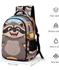 Burger Raccoon City Street Print Backpack For Men And Women with cartoon raccoon design, dimensions, and comfort features.