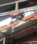 Beefy 1320 Lb Electric Hoist With Remote Control 110V Overhead Crane Double Line Lifting Zinc Plated Steel Wire Rope in workshop