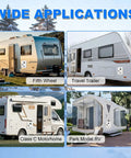 Wide applications of Rock Solid On Demand Tankless Water Heater With 55000 BTU in fifth wheel, travel trailer, Class C motorhome, and park model RV.