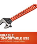 Beefy 12 Inch Adjustable Wrench With Cushion Grip Black Oxide Finish Hex Jaw For Secure Grip Carded Packaging Durable DIY Heavy Duty Tool AT212CVS in orange handle with ergonomic design