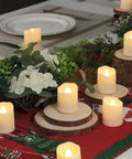 Rechargeable Flameless Tea Lights With Timer And Remote 12 Pack Flickering LED Votive Candles on dining table decor