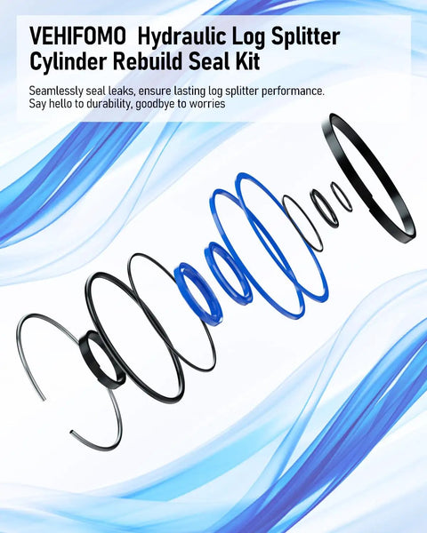 Hydraulic Log Splitter Cylinder Rebuild Seal Kit For 4.0 Bore By 1.75 Rod Cylinders, 11 Pack, Fits Huskee And Dirty Hands Tools