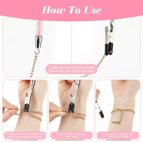 How to use Two Head Bracelet Helper Tool Set Stainless Steel Jewelry Aid for Easy On And Off Grab And Go Quick Wear And Removal