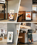 Top Notch 37 Inch Black Digital Signage Display Packing Crisp Fhd Graphics And Android 11 in cafe and boutique settings.