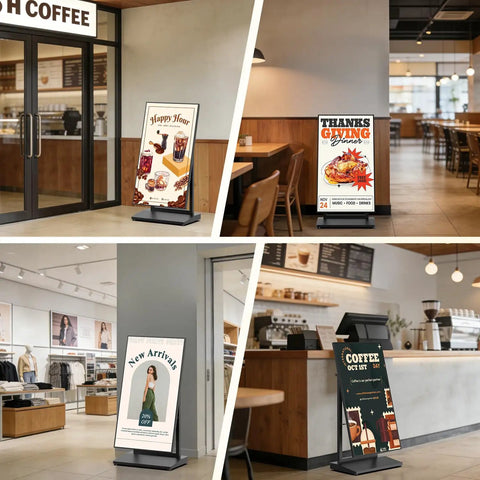 Top Notch 37 Inch Black Digital Signage Display Packing Crisp Fhd Graphics And Android 11 in cafe and boutique settings.