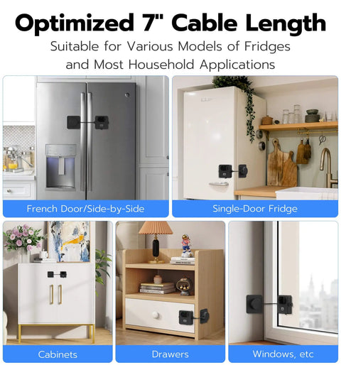 Smart Refrigerator Lock With Palm Vein Biometric RFID Card And Bluetooth App Unlock on fridge, cabinet, drawer, window
