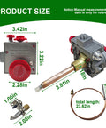 Natural Gas Water Heater Valve And Thermostat Replacement Parts Kit With 3.8 In Shank And Copper Probe Eco Shutoff Safety System