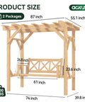 Dimensions of Cedar Wood Outdoor Pergola Swing Bench With Stand And Canopy Three Seat Patio Hammock Swing Set with metal chains