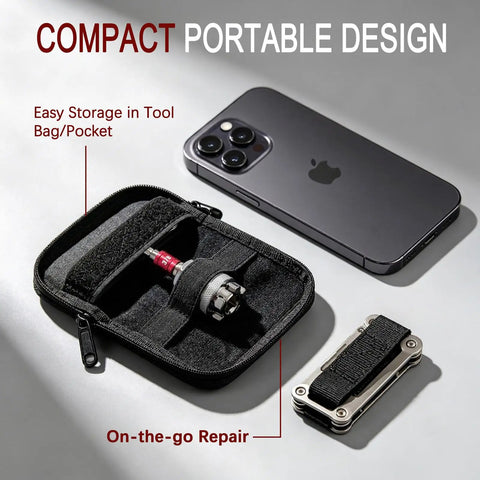 Heavy Duty Adjustable Universal Socket Wrench With Killer Non Slip Grip Fits 3/8 To 3/4 Drive Ratchet Tool in compact carrying case.