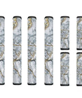 Fridge Door Handle Covers Set Of 8 For Appliances, Long And Short Fits, Grey Gold Marble Design, Protect Handles From Stains Oils Water