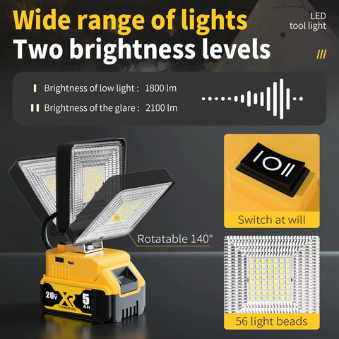 Dope 23W LED Work Light With 2100 Lumens Square Flood Beam USB And Type C Charging highlighted features