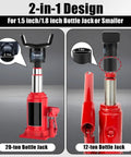 Heavy Duty Bottle Jack Adapter For Twelve Ton And Twenty Ton Jacks, Tough As Nails Axle Lift Saddle For Three Inch Round Axles And Three Inch Square Tubes shown on 20-ton and 12-ton jacks