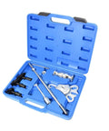 Rear Axle Bearing Removal Tool Kit With Slide Hammer And Adapters, Eight Piece Automotive Bearing Extractor in blue case