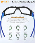 Rock Solid Two Pack Anti Fog Safety Glasses With Thick Foam Lined Gasket Secure Buckle Strap and Rugged Carry Pouch showing wrap-around design and cushioned fit.